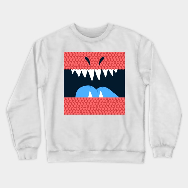 T-Rex Mouth in Red Crewneck Sweatshirt by Whoopsidoodle